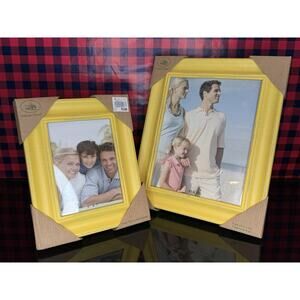 Nantucket Home 2 Photo Frames Wodden painted in Yellow Color Artificially Aged